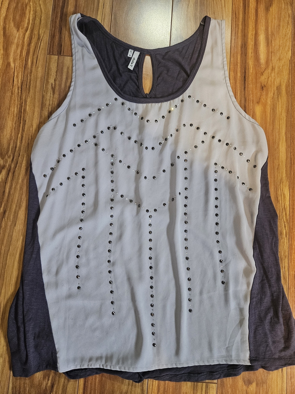 Women's Two-Tone Studded Tank Top - Gray